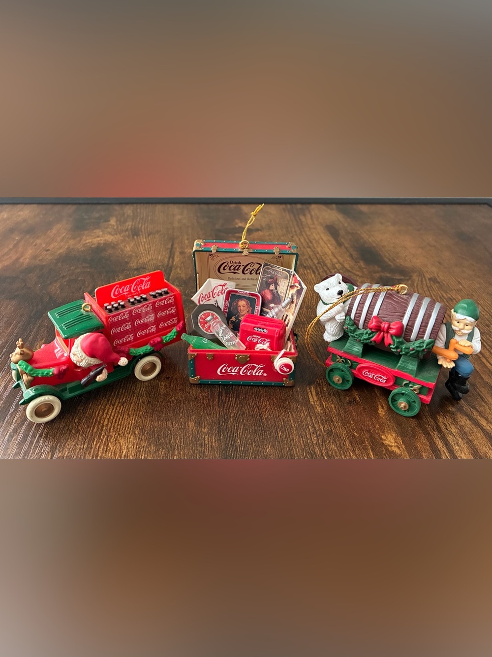 Vintage Enesco Coca-Cola Christmas Ornaments Lot of 3